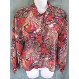 Vintage Notations Top Size Medium Floral Print Shirt